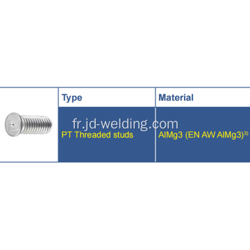 Plonds de soudage à décharge de condensateur en aluminium fileté, aluminium en aw-almg 3